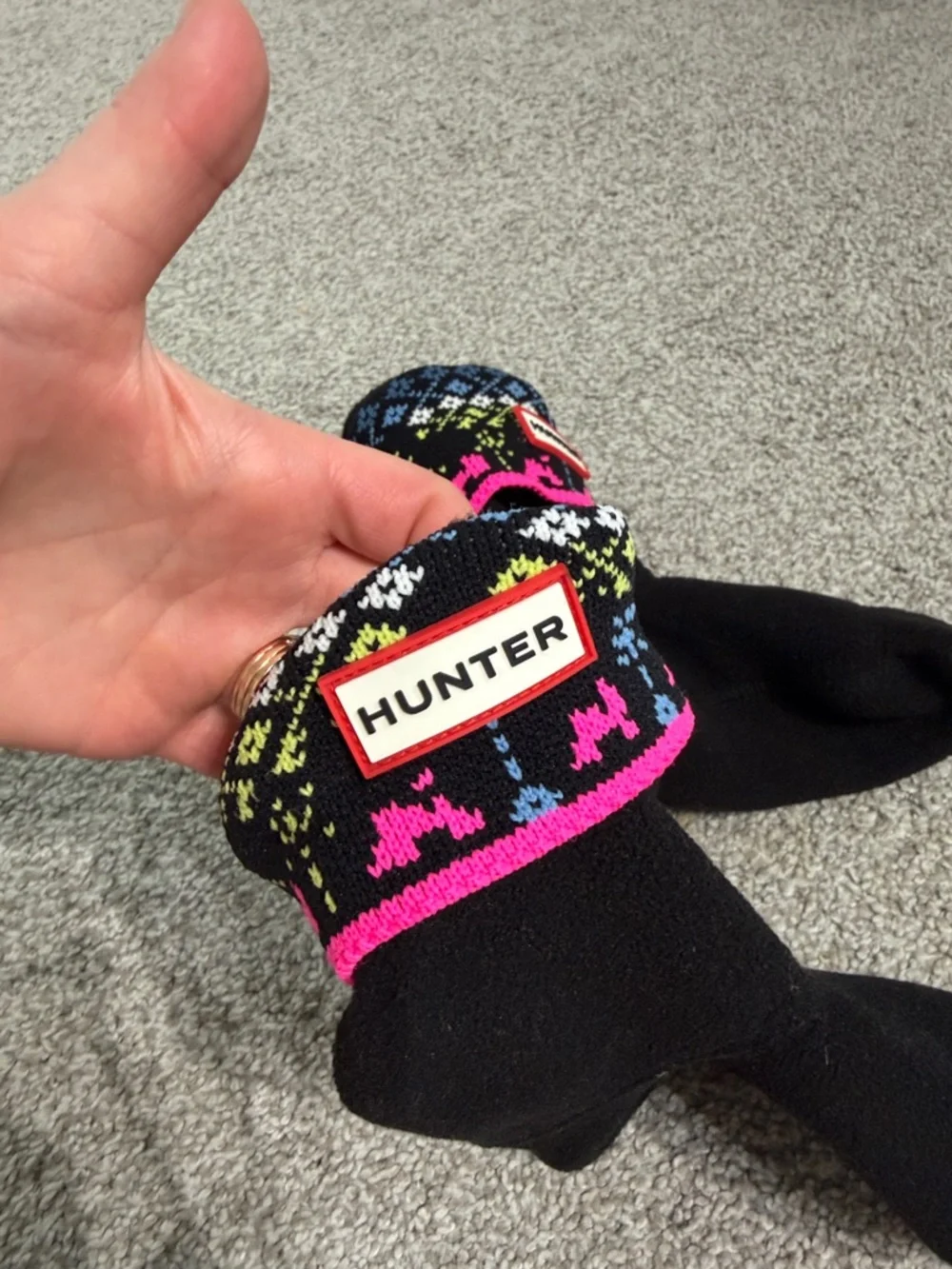 Hunter K1701 Kids Black Arcade Cuff Boot Socks